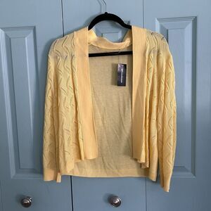 89th &‎ Madison Womens Yellow Open Front Cardigan Sweater Small Sunshine